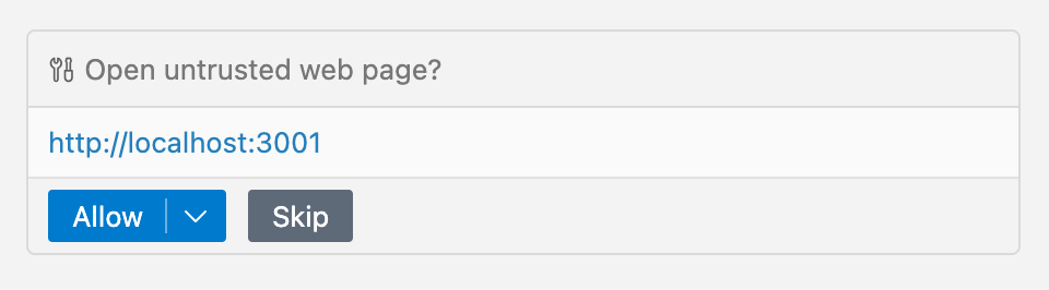Screenshot of the 'Open untrusted web page' message.