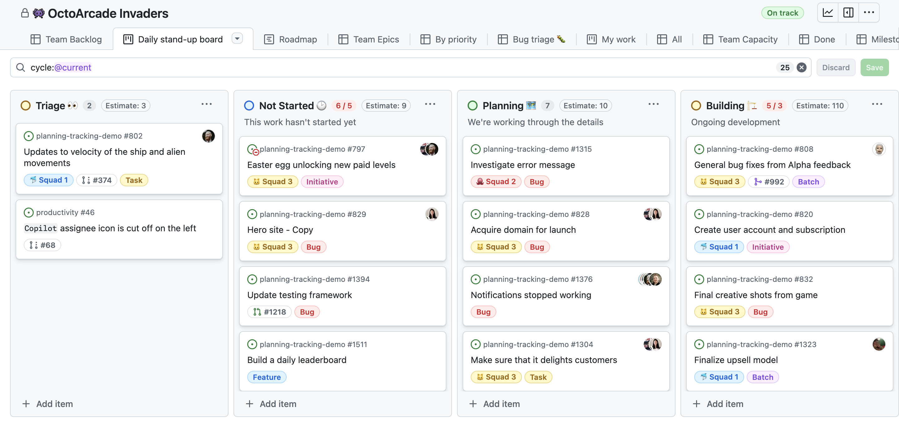 Captura de tela mostrando um exemplo de layout de quadro.