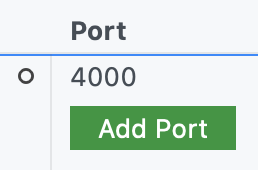 Screenshot of the "Add port" button for a codespace.