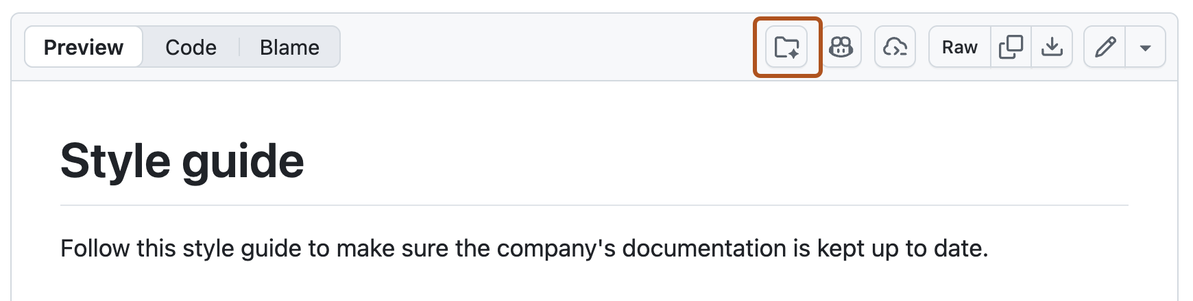 Screenshot einer Datei in der Codeansicht. Das Symbol "Zu Bereich hinzufügen" ist orange hervorgehoben.